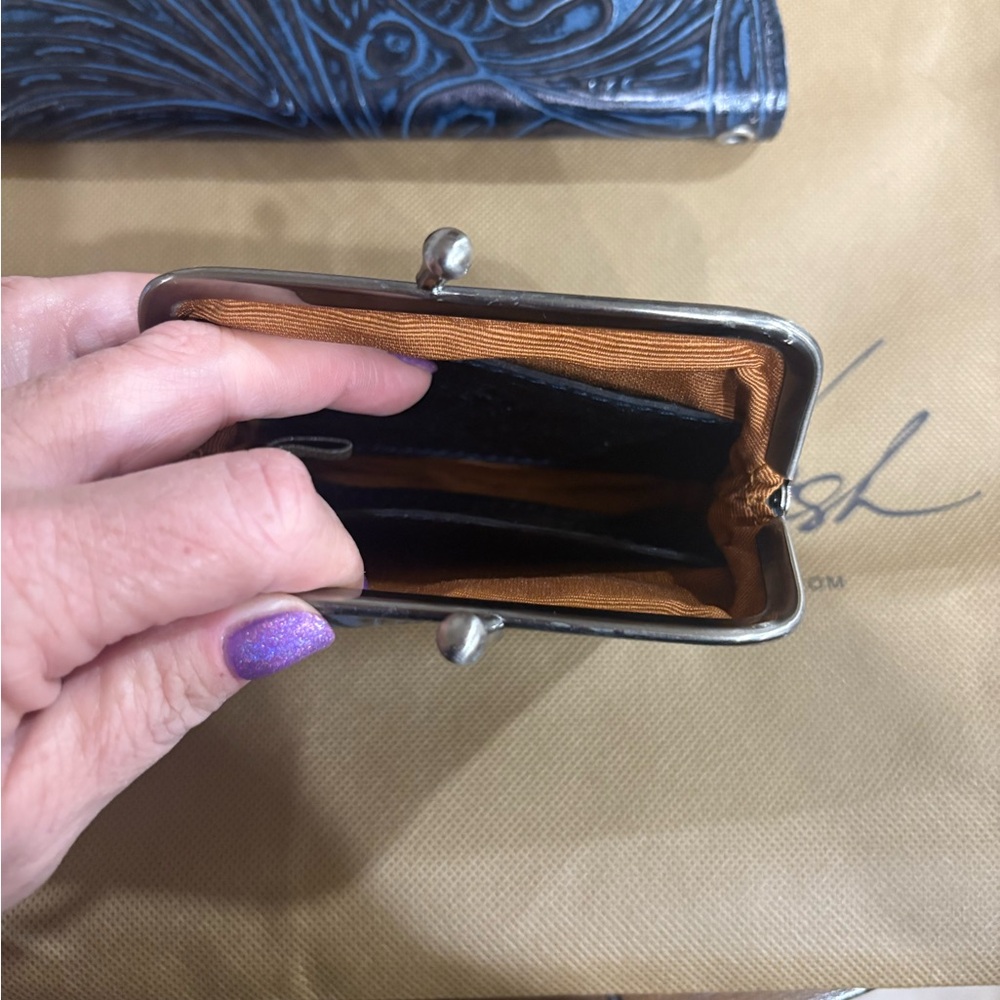 Patricia Nash Black Embossed Floral Leather Wallet and Coin Purse Set - Picture 9 of 9